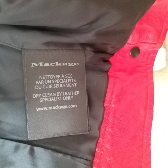 Mackage Hania Leather Moto Zip Jacket Size xxs Red / Flame New (Missing Belt) - Picture 14 of 16